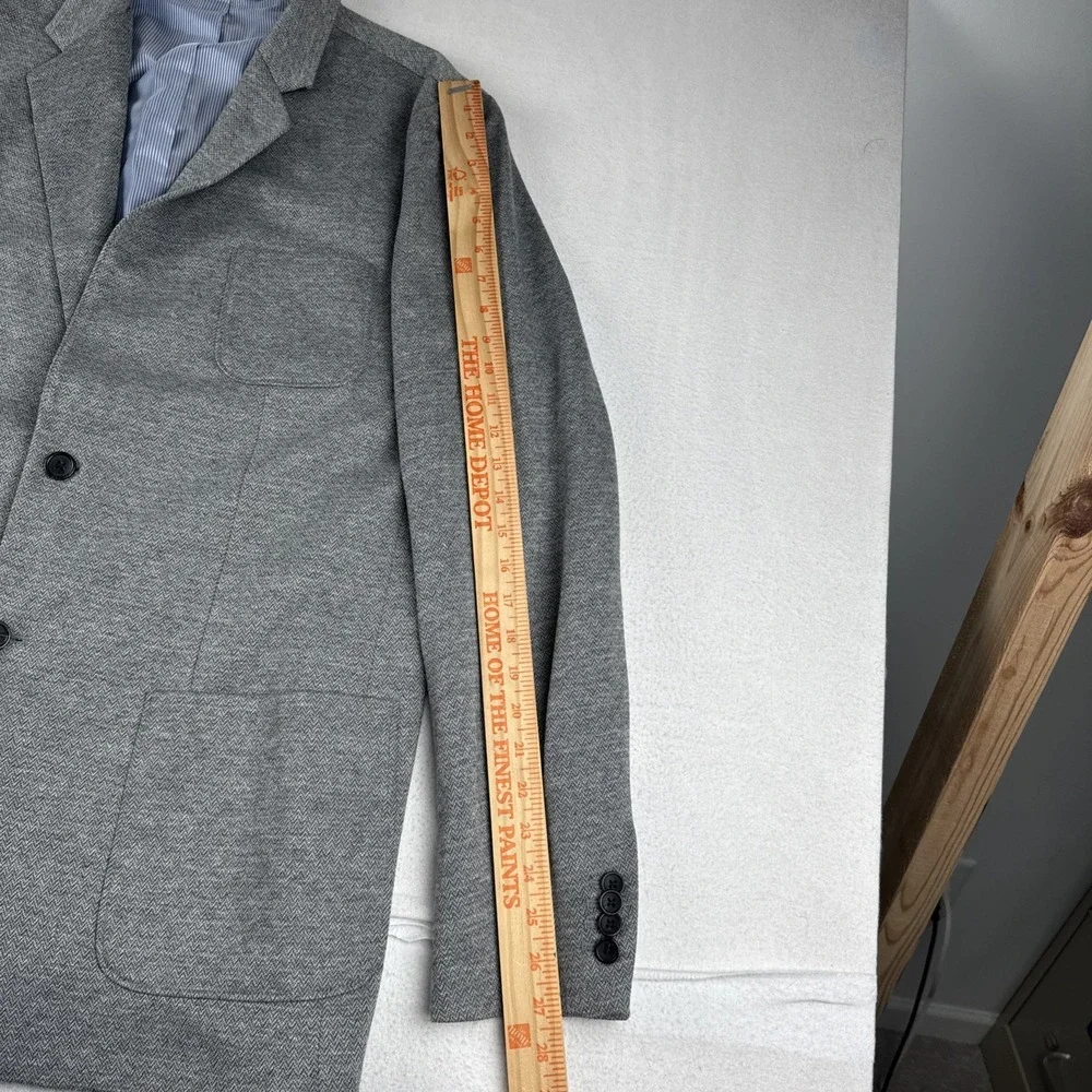 Banana Republic Mens Tailored Slim Fit Knit Blazer 46L Gray Preppy Office